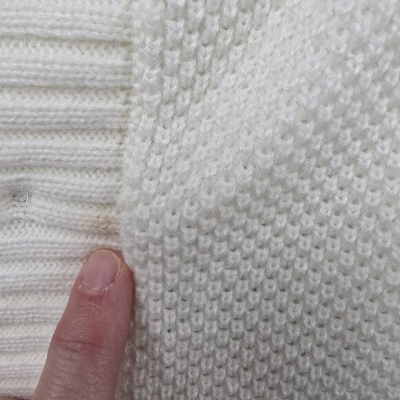 Loft Women’s Ivory Button-Side Knit Poncho Sweater XS/S Acrylic Turtleneck - Picture 4 of 8